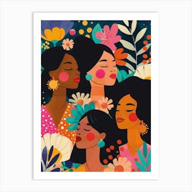 Floral Multi Cultural International Women's Day March 8 Art Print