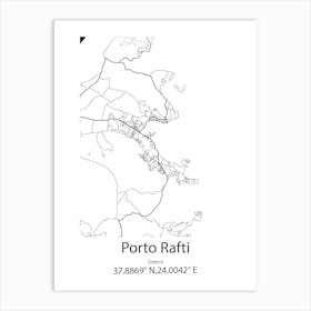 Porto Rafti,Greece Minimalist Map Art Print