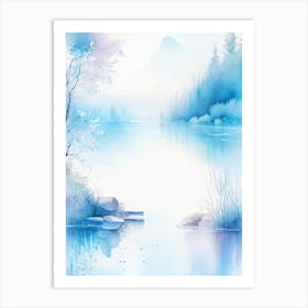 Crystal Clear Blue Lake Landscapes Waterscape Gouache 1 Art Print
