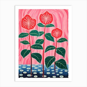 Pink And Red Plant Illustration Wax Plant 1 Art Print