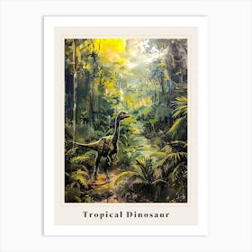 Dinosaur In A Tropical Jungle Painting 2 Poster Art Print