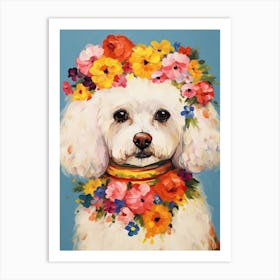 Bichon Frise Portrait With A Flower Crown, Matisse Painting Style 2 Art Print