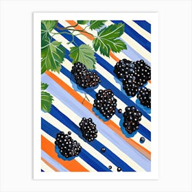 Blackcurrants Fruit Summer Illustration 4 Art Print