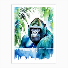 Gorilla In Bath Tub Gorillas Mosaic Watercolour 3 Art Print