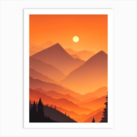 Misty Mountains Vertical Composition In Orange Tone 235 Art Print