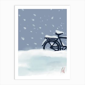 Bicycle In The Snow Art Print