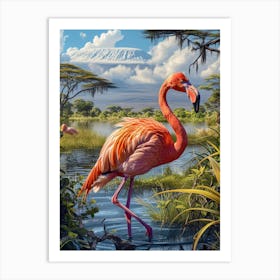 Greater Flamingo Lake Nakuru Nakuru Kenya Tropical Illustration 2 Art Print