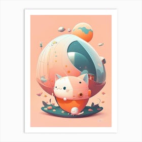 Satellite Kawaii Kids Space Art Print