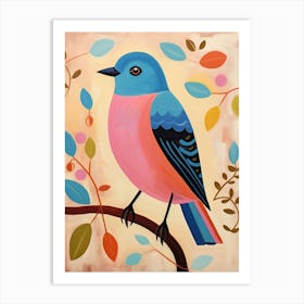 Pink Scandi Eastern Bluebird 4 Art Print