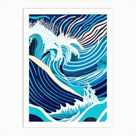 Rushing Water In Deep Blue Sea Water Waterscape Midcentury 1 Art Print