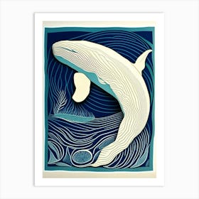 Whimisical Whale Linocut Art Print