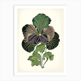 Pansy Leaf Vintage Botanical 1 Art Print