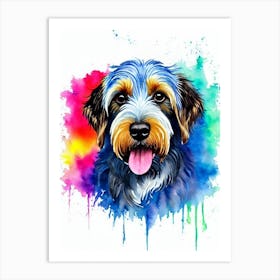 Wirehaired Pointing Griffon Rainbow Oil Painting Dog Art Print