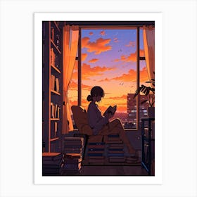 Portrait Of A Girl Reading A Book Art Print