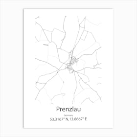 Prenzlau,Germany Minimalist Map Art Print