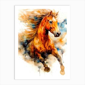 Horse Running Watercolor Painting animal Art Print