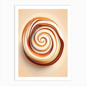 Cinnamon Bun Bakery Product Neutral Abstract Illustration Flower Art Print