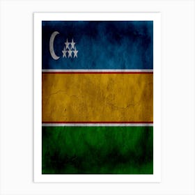 Karakalpakstan Flag Texture Art Print