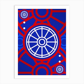 Geometric Glyph Abstract in White on Red and Blue Array n.0078 Art Print