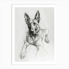 German Shepherd Dog Line Drawing Sketch 4 Art Print
