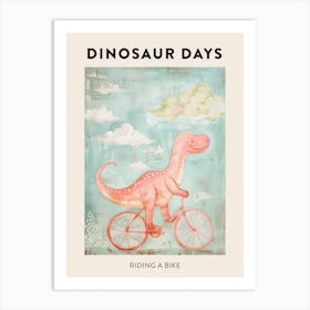 Dinosaur Riding A Bike Poster 1 Art Print