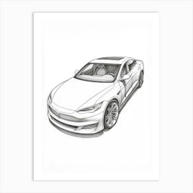 Tesla Model S Line Drawing 2 Art Print