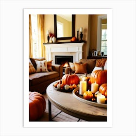 Living Room With Pumpkins 1 Art Print