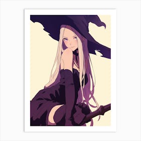 Witch With A Broom Art Print