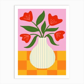 Red Tulips In A Vase 1 Art Print