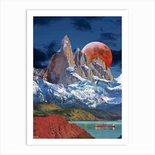 The Beauty Of Silent Water Red & Blue Art Print