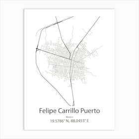 Felipe Carrillo Puerto,Mexico Minimalist Map Art Print