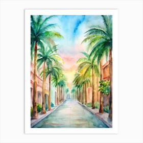 Watercolor Of Palm Trees 2 Art Print