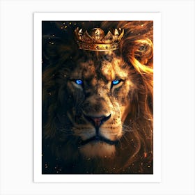 Lion With Blue Eyes Art Print