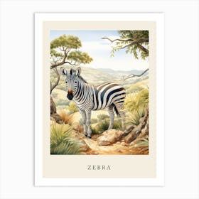 Beatrix Potter Inspired  Animal Watercolour Zebra 1 Art Print