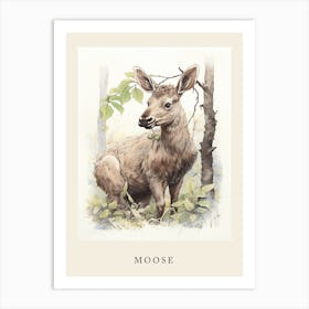 Beatrix Potter Inspired  Animal Watercolour Moose 3 Art Print