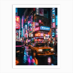 Asian City At Night Art Print