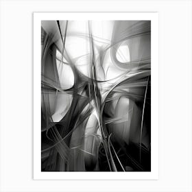 Quantum Entanglement Abstract Black And White 4 Art Print