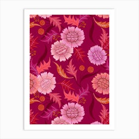 Dahlia Days - Magenta Art Print