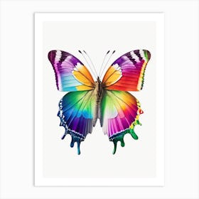 Butterfly On Rainbow Decoupage 3 Art Print