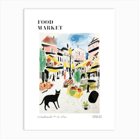 The Food Market In Oslo 3 Illustration Poster Art Print