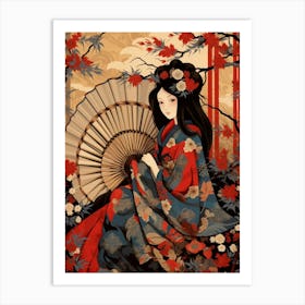 Japanese Fans Sensu Illustration 9 Art Print