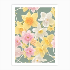 Daffodils Pastel Floral 2 Flower Art Print