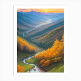 Sunset In The Mountains 3 Art Print