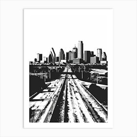 Duotone Illustration Skyline Austin Texas 4 Art Print