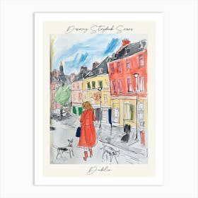 Poster Of Dublin, Dreamy Storybook Illustration 2 Art Print