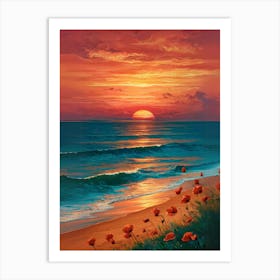 Sunset With Poppies Art Print