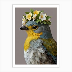 Bird With A Flower Crown 9 Art Print