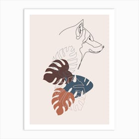 Dog With Leaves Art Print