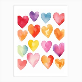 Watercolor Hearts 1 Art Print
