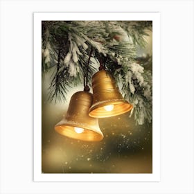 Christmas Bells On A Christmas Tree Art Print